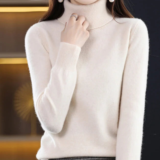 100% Merino Wool Cashmere Sweater Women Knitted Sweater Turtleneck Long Sleeve Pullovers Autumn Winter Clothing Warm Jumper Tops