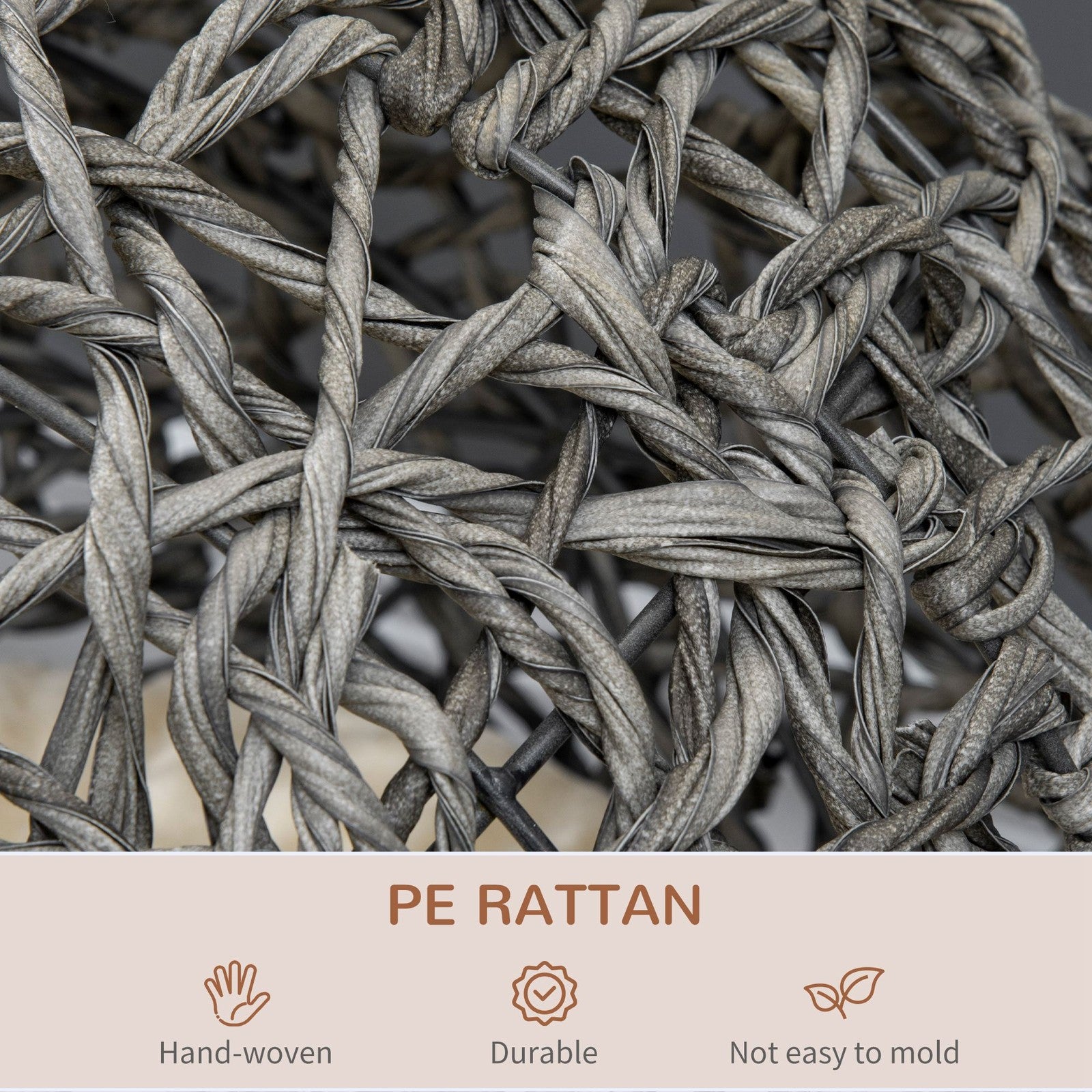 Pawhut Rattan Elevated Cat House Kitten Bed Pet Furniture W/ Cushion Grey