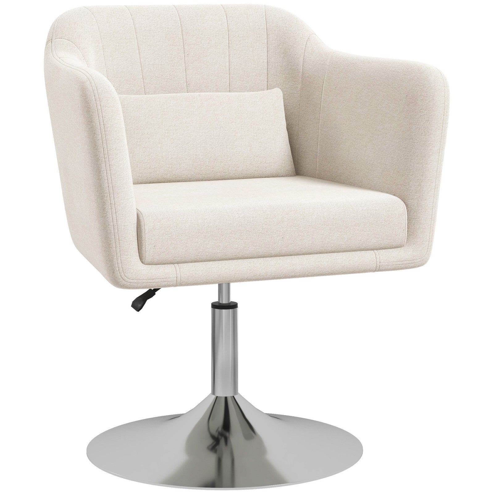 Stylish Retro Cream White Linen Swivel Tub Chair