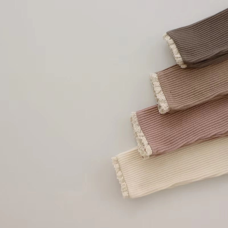 Baby Pants 2024 Knitted Candy Color Bottoms Outfits Toddler Girls Ribbed Leggings Striped Casual Trousers