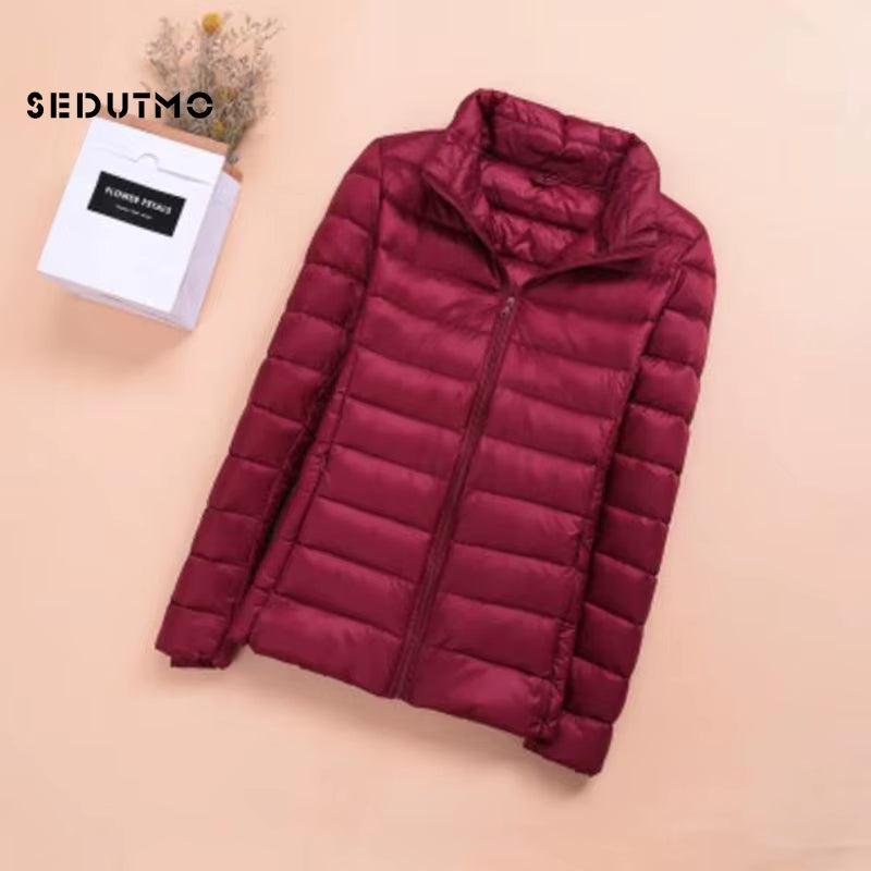 Spring Womens down Jackets Ultra Light Winter Duck down Coat Short Hoodie Puffer Jacket Parkas ED659
