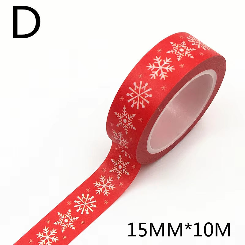 1PC Christmas Washi Tapes Snowflake Reindeer Stripes Kawaii Masking Tapes Stickers Stationery Scrapbooking School Supplies