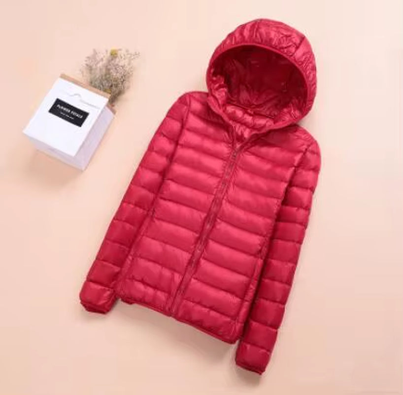 Spring Womens down Jackets Ultra Light Winter Duck down Coat Short Hoodie Puffer Jacket Parkas ED659