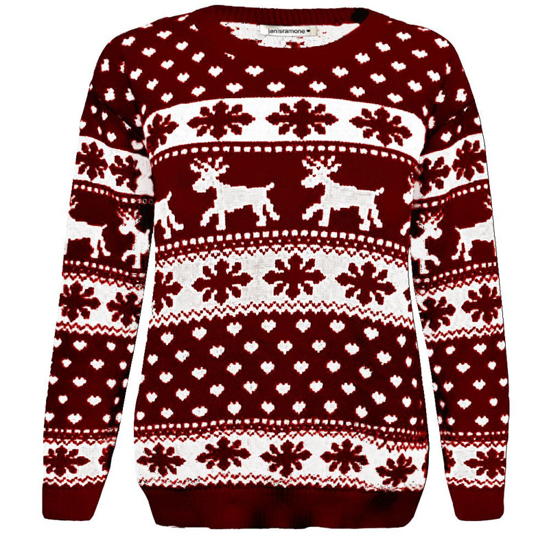 Kids Snowflake Reindeer Christmas Jumper Girls Boys Knitted Winter Xmas Sweater