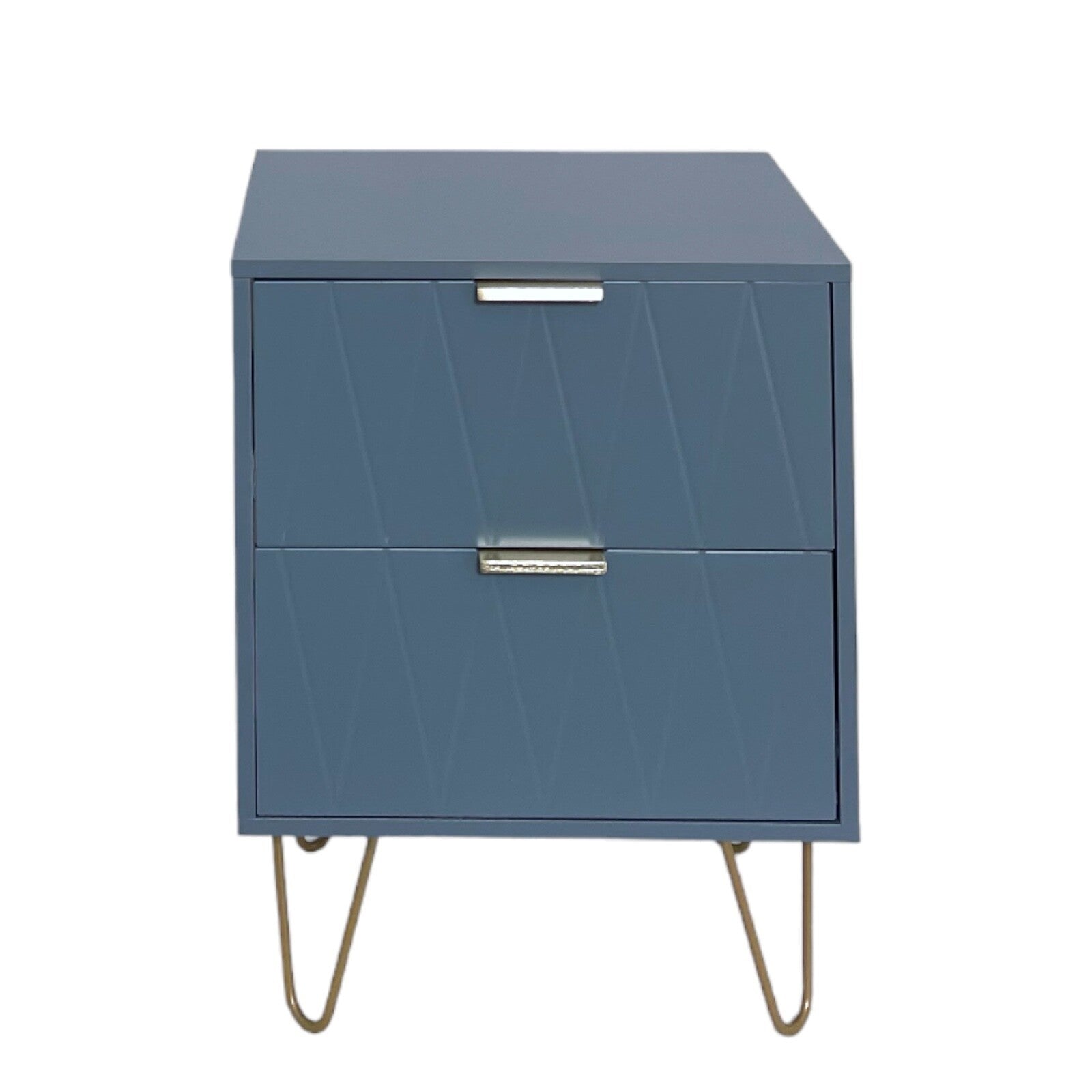 Bedside Tables with 2 Drawer Gold Legs Side Table Bedroom Furniture Grey