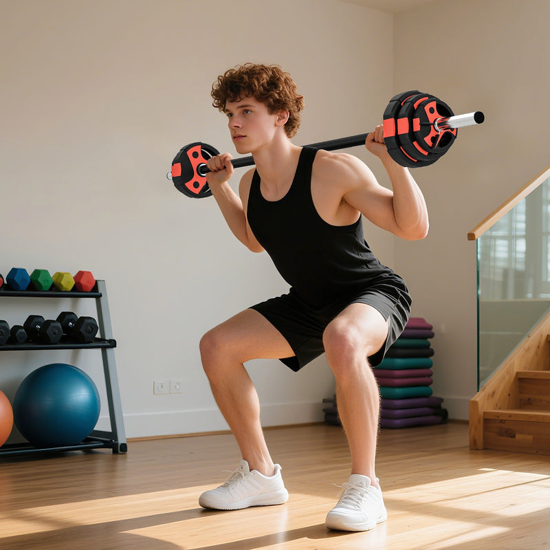 20Kg Adjustable Barbell Set, Body Pump Bar and Weights Set for Home Gym