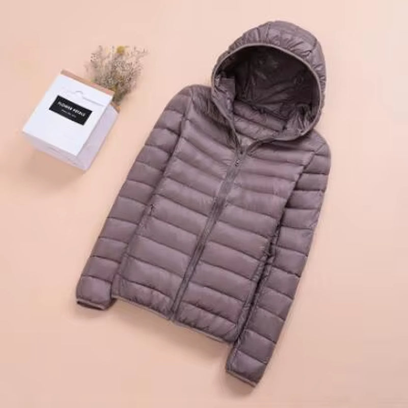 Spring Womens down Jackets Ultra Light Winter Duck down Coat Short Hoodie Puffer Jacket Parkas ED659