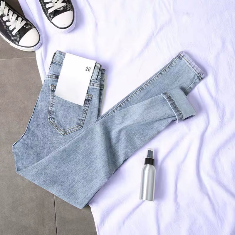 Elastic Strech Jeans for Women High Waist Full Length Skinny Pencil Black Blue Denim Pants Slim Streetwear Female Trousers