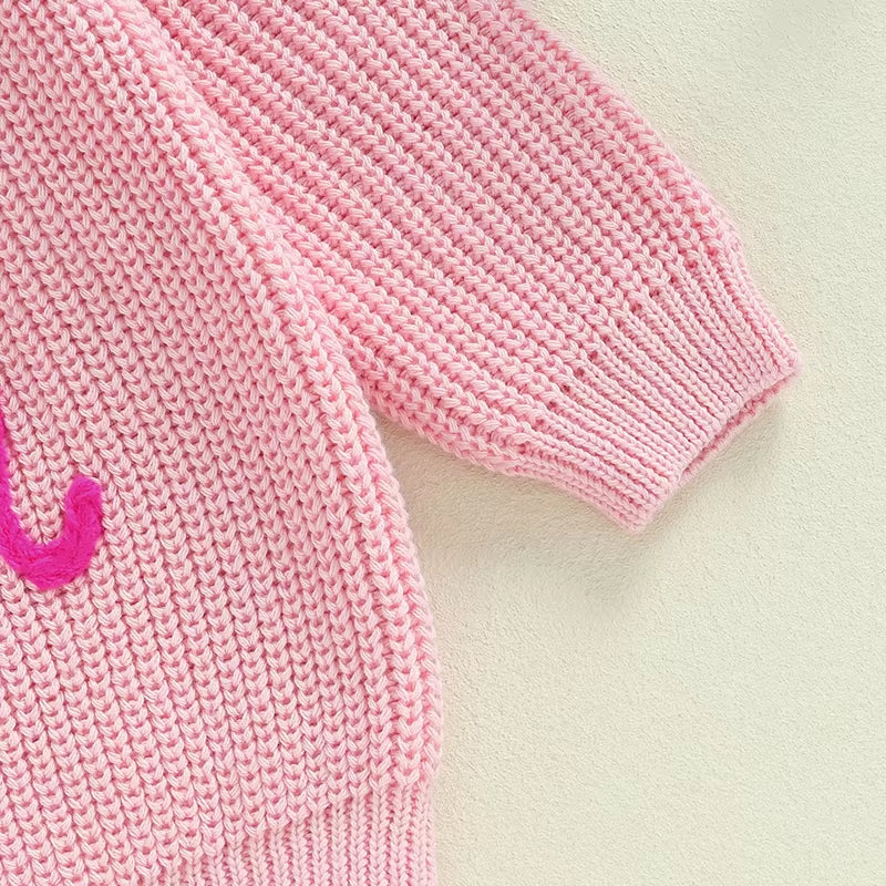 Big Sister Little Sister Matching Jumper Embroidered Letter Knitted Sweater Long Sleeve Sweatshirt Pullover Top Outfit