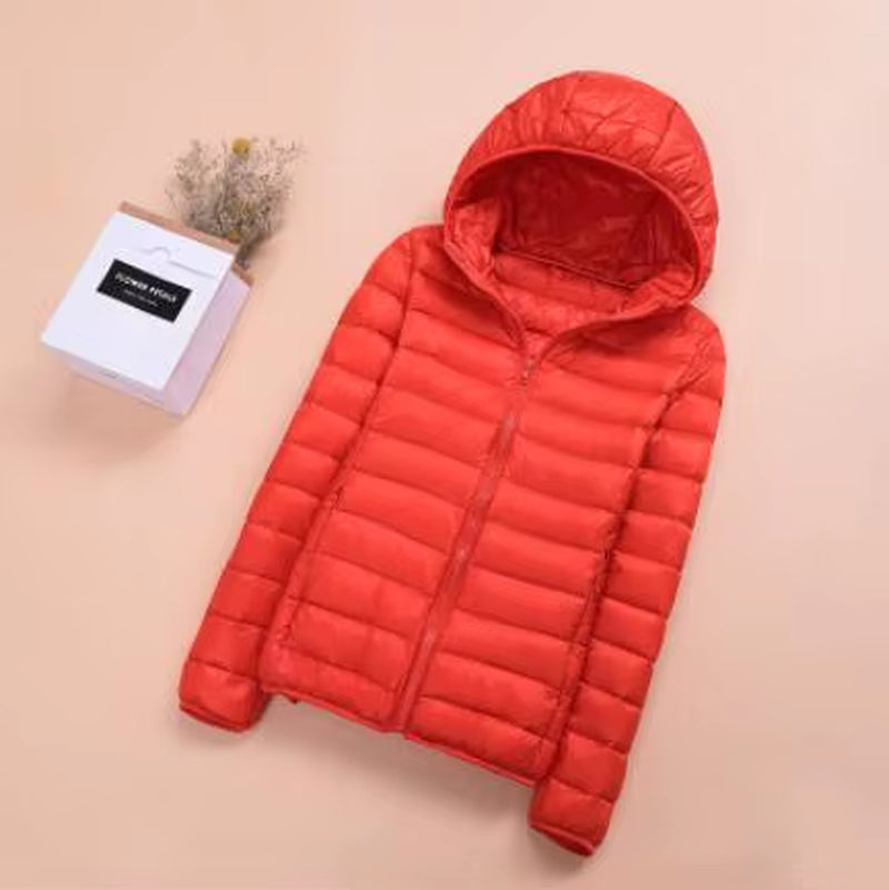 Spring Womens down Jackets Ultra Light Winter Duck down Coat Short Hoodie Puffer Jacket Parkas ED659