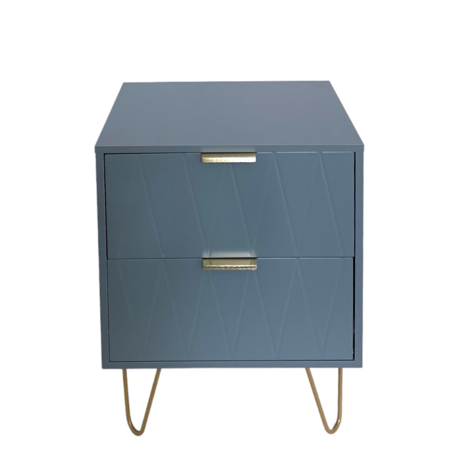 Bedside Tables with 2 Drawer Gold Legs Side Table Bedroom Furniture Grey