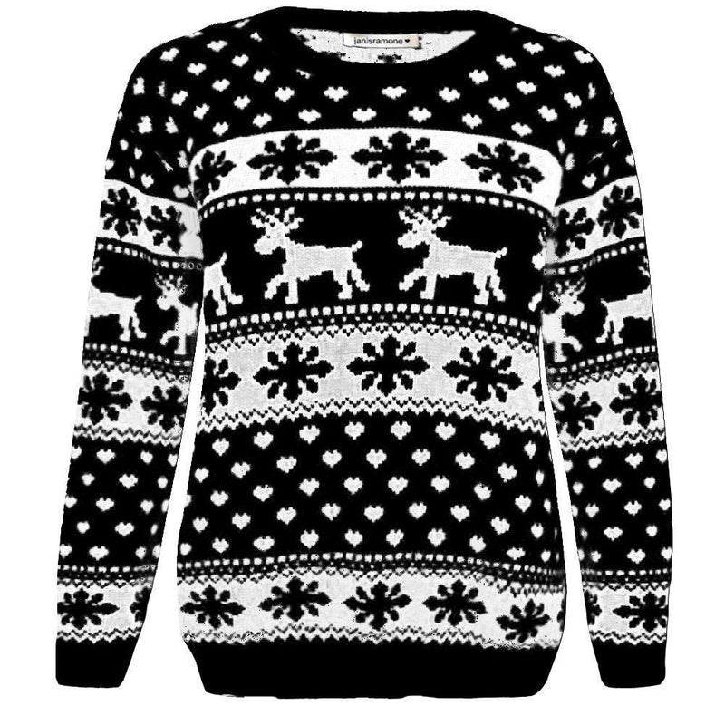 Kids Snowflake Reindeer Christmas Jumper Girls Boys Knitted Winter Xmas Sweater