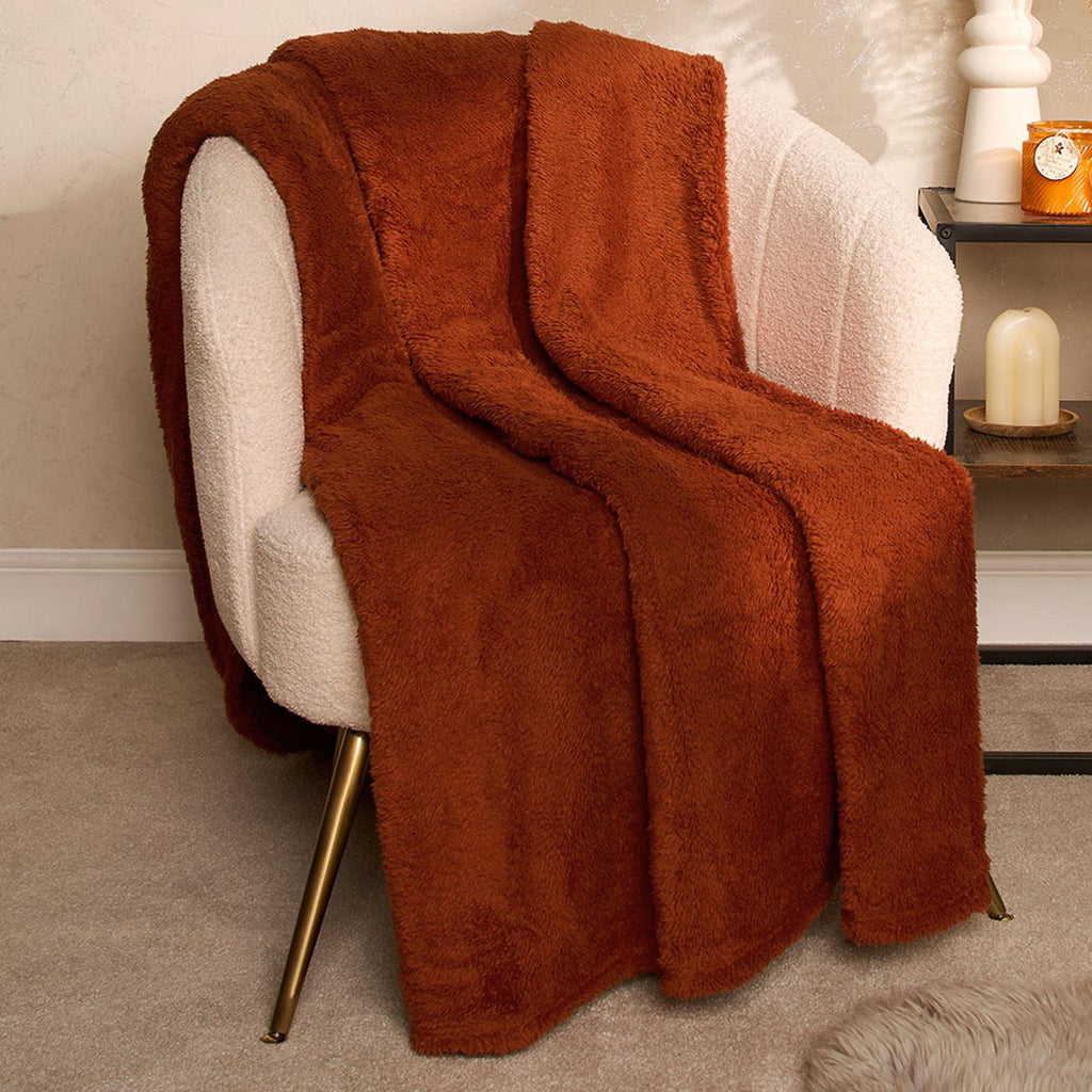 Brentfords Teddy Fleece Bear Blanket Large Throw over Bed Plush Soft Bedspread