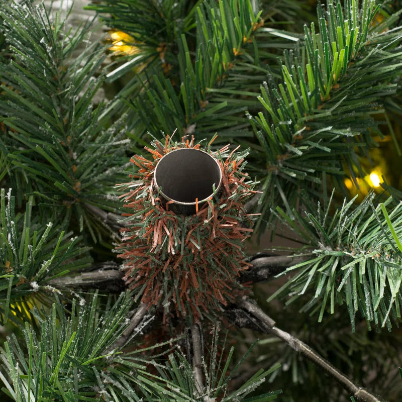 7Ft Snow Flocked Pine Artificial Christmas Tree with 350 Clear and White Lights