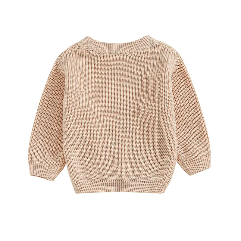 1-4Years Toddler Girls Sweater Strawberry Letter Embroidery Crew Neck Long Sleeve Kids Pullovers Jumper for Girls