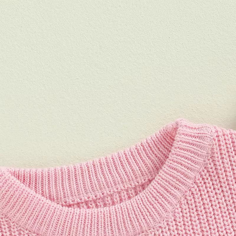 Big Sister Little Sister Matching Jumper Embroidered Letter Knitted Sweater Long Sleeve Sweatshirt Pullover Top Outfit
