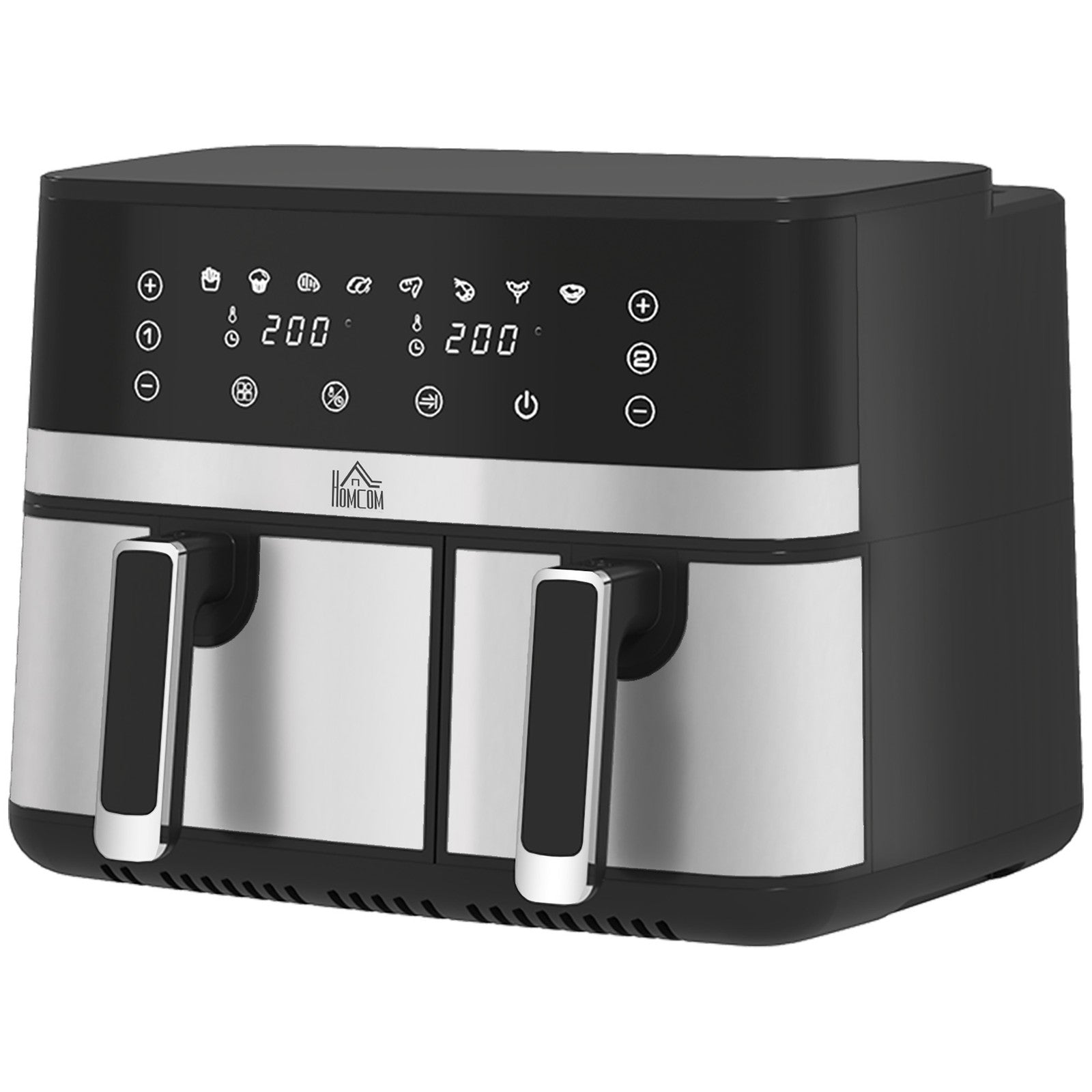 Dual Air Fryer, 8.5L Double Air Fryer with 8 Presets, Smart Finish, 2700W