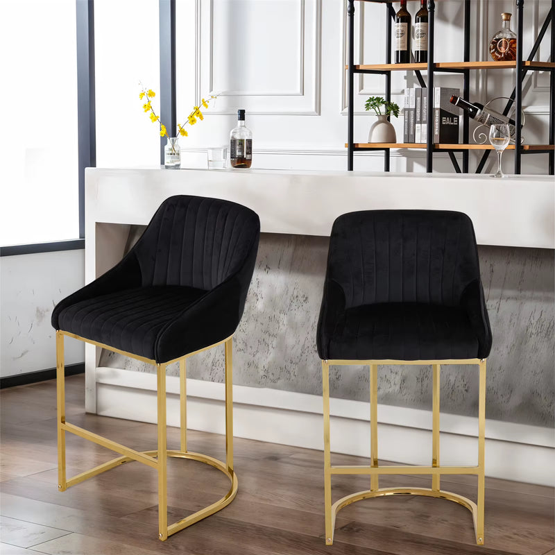 Upholstered Bar Stools Set of 2 Comfortable Dining Chairs for Home Furniture