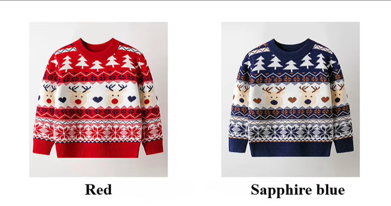 Christmas Reindeer Sweaters Boys Girls Xmas Pullovers Cartoon Deer Jumper