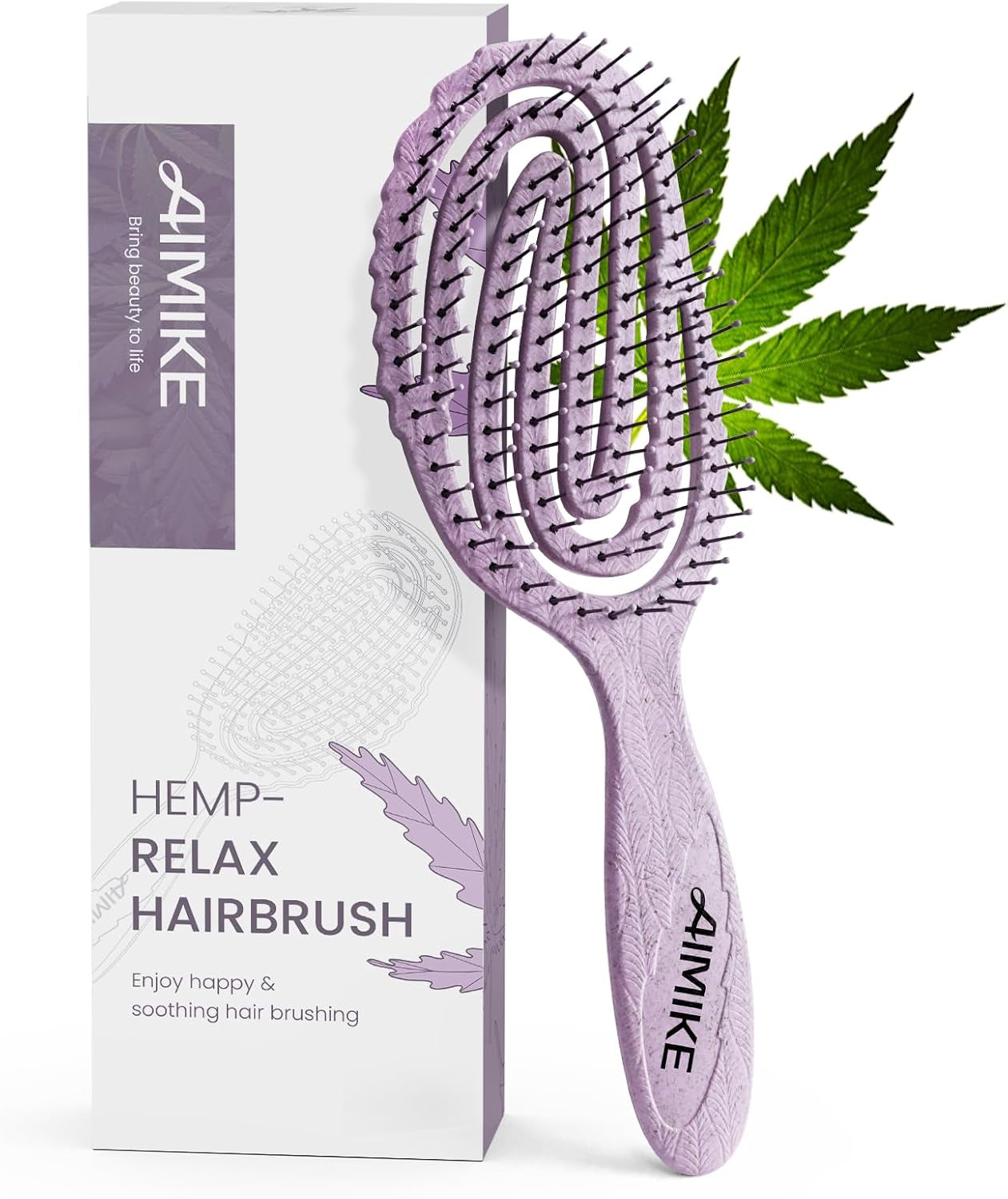Detangle Brush - Bio-Friendly Curved Vented Brush W/Soft Bristles, Glides through Tangles for Thick Hair, Wet or Dry - Suitable for Women, Men & Kids