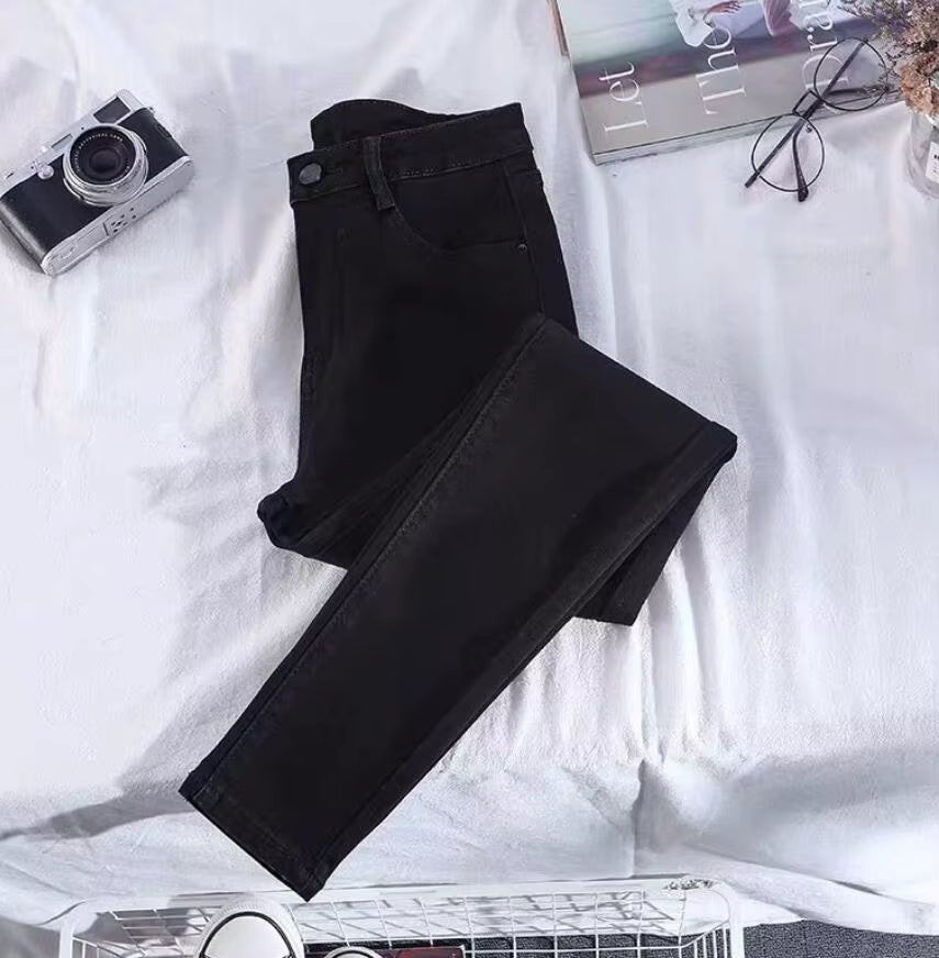 Elastic Strech Jeans for Women High Waist Full Length Skinny Pencil Black Blue Denim Pants Slim Streetwear Female Trousers