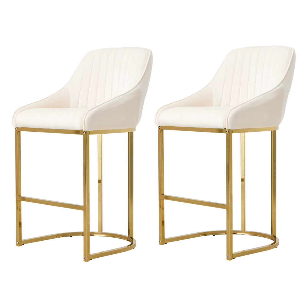 Upholstered Bar Stools Set of 2 Comfortable Dining Chairs for Home Furniture