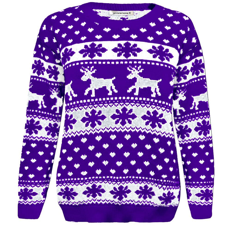 Kids Snowflake Reindeer Christmas Jumper Girls Boys Knitted Winter Xmas Sweater