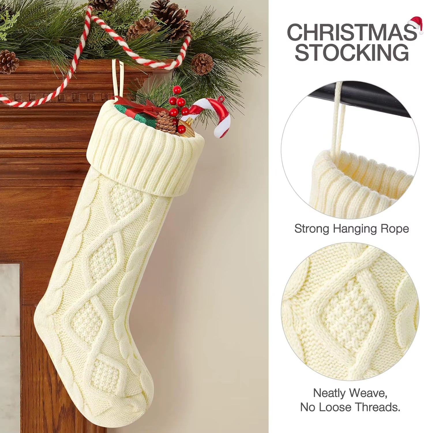 Christmas Stockings for Kids Large Size Cable Knit Stocking Christmas Decorations for Family Party