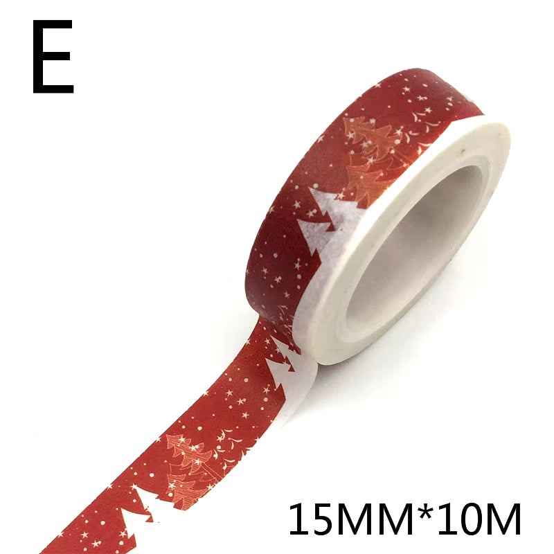 1PC Christmas Washi Tapes Snowflake Reindeer Stripes Kawaii Masking Tapes Stickers Stationery Scrapbooking School Supplies