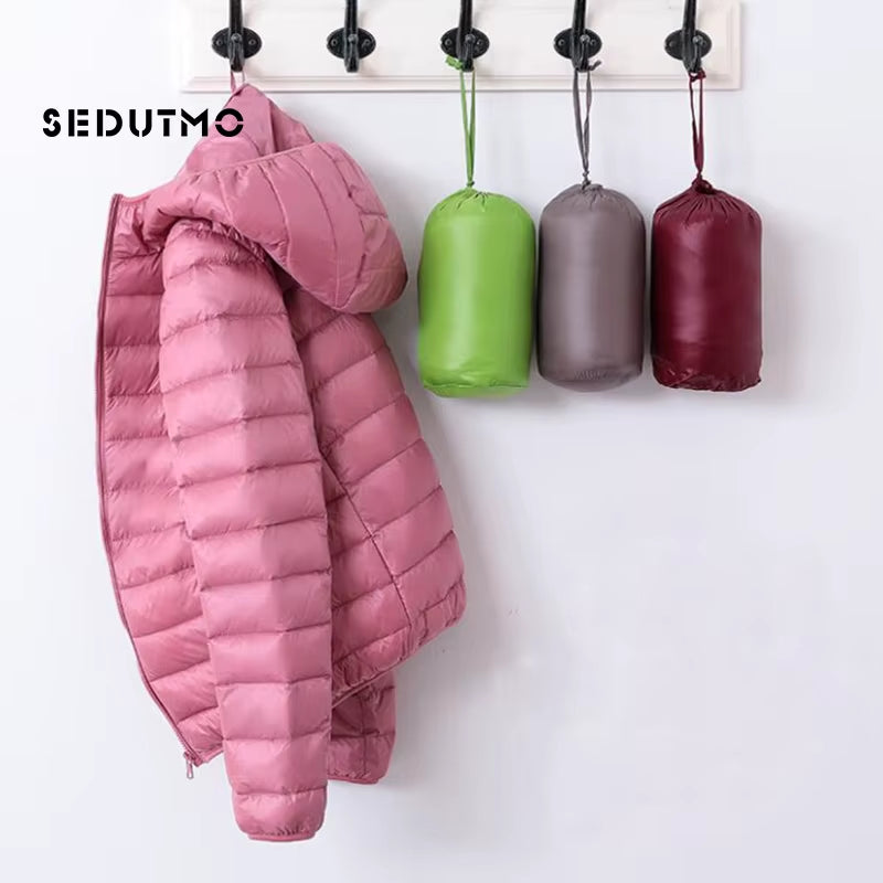 Spring Womens down Jackets Ultra Light Winter Duck down Coat Short Hoodie Puffer Jacket Parkas ED659
