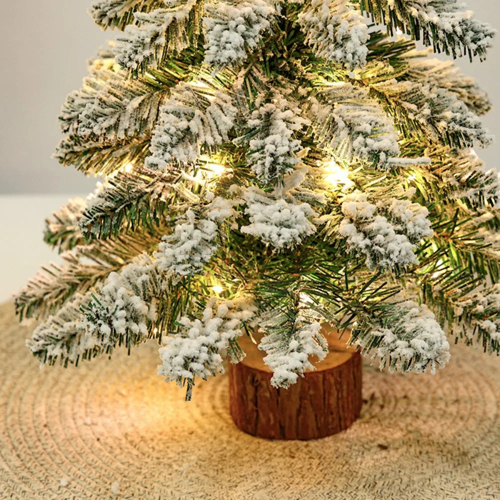 Mini Flocked Christmas Tree Pre Lit Artificial Tabletop Christmas Trees Snow Flocked Xmas Tree DIY Decorations
