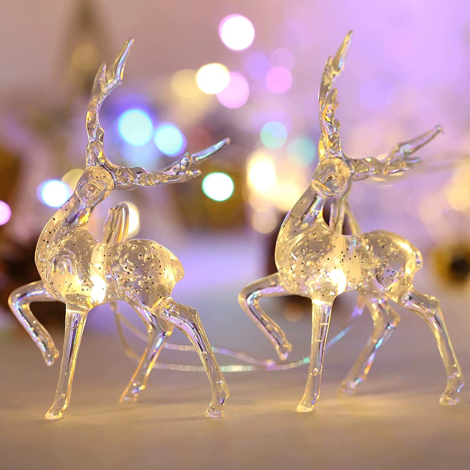 1.5M 10LED Christmas Reindeer String Lights Battery Operated Fairy Lights Christmas Holiday Indoor Home Decorations Navidad Noel