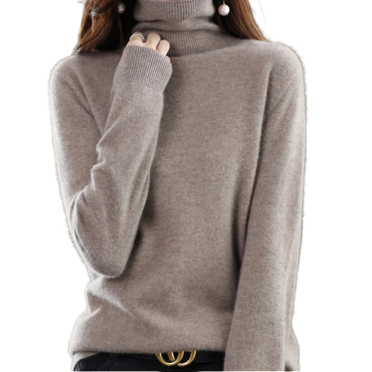 100% Merino Wool Cashmere Sweater Women Knitted Sweater Turtleneck Long Sleeve Pullovers Autumn Winter Clothing Warm Jumper Tops
