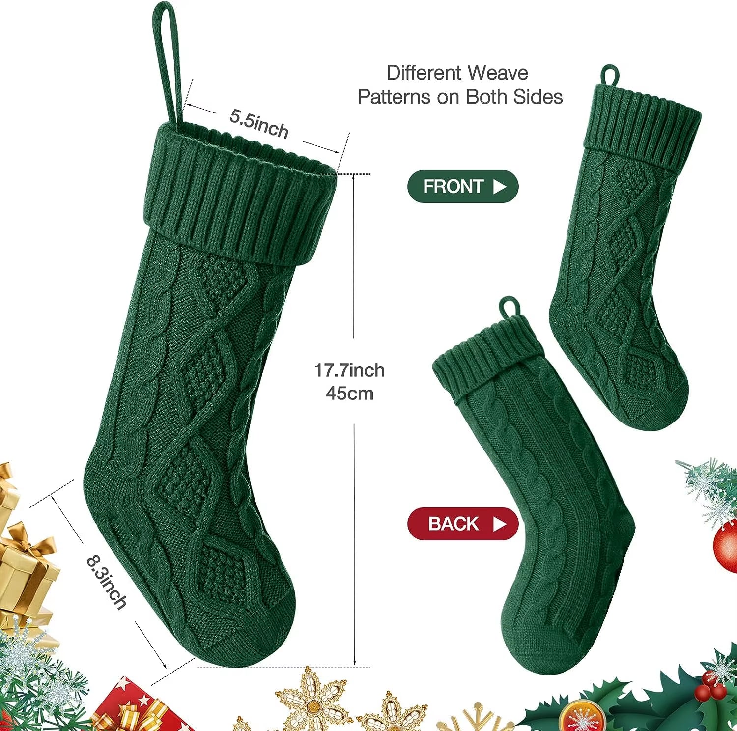 Christmas Stockings for Kids Large Size Cable Knit Stocking Christmas Decorations for Family Party