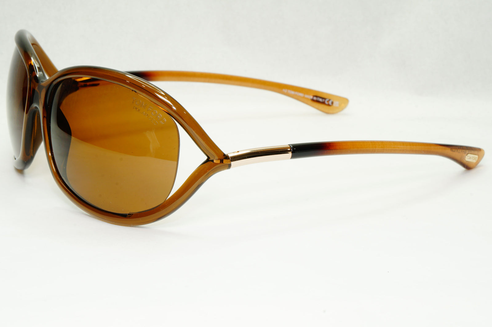 Tom Ford Sunglasses Jennifer Polarized Brown Gold Wrap Designer FT0008 TF8 48H