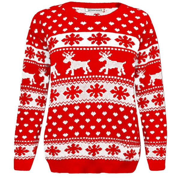 Kids Snowflake Reindeer Christmas Jumper Girls Boys Knitted Winter Xmas Sweater