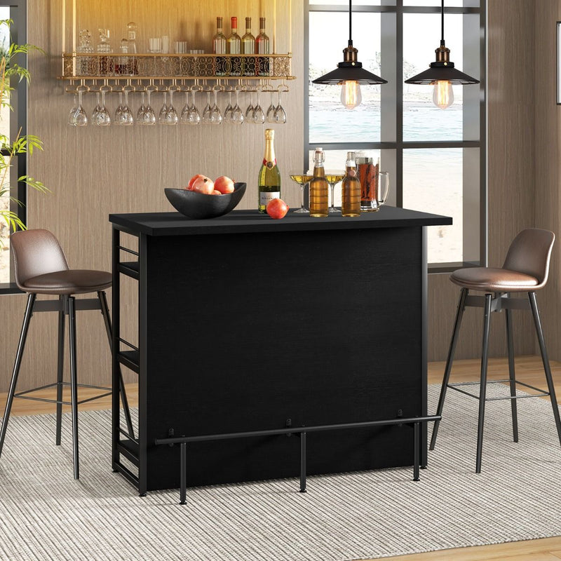 Industrial Home Bar Unit with 3 Open Shelves