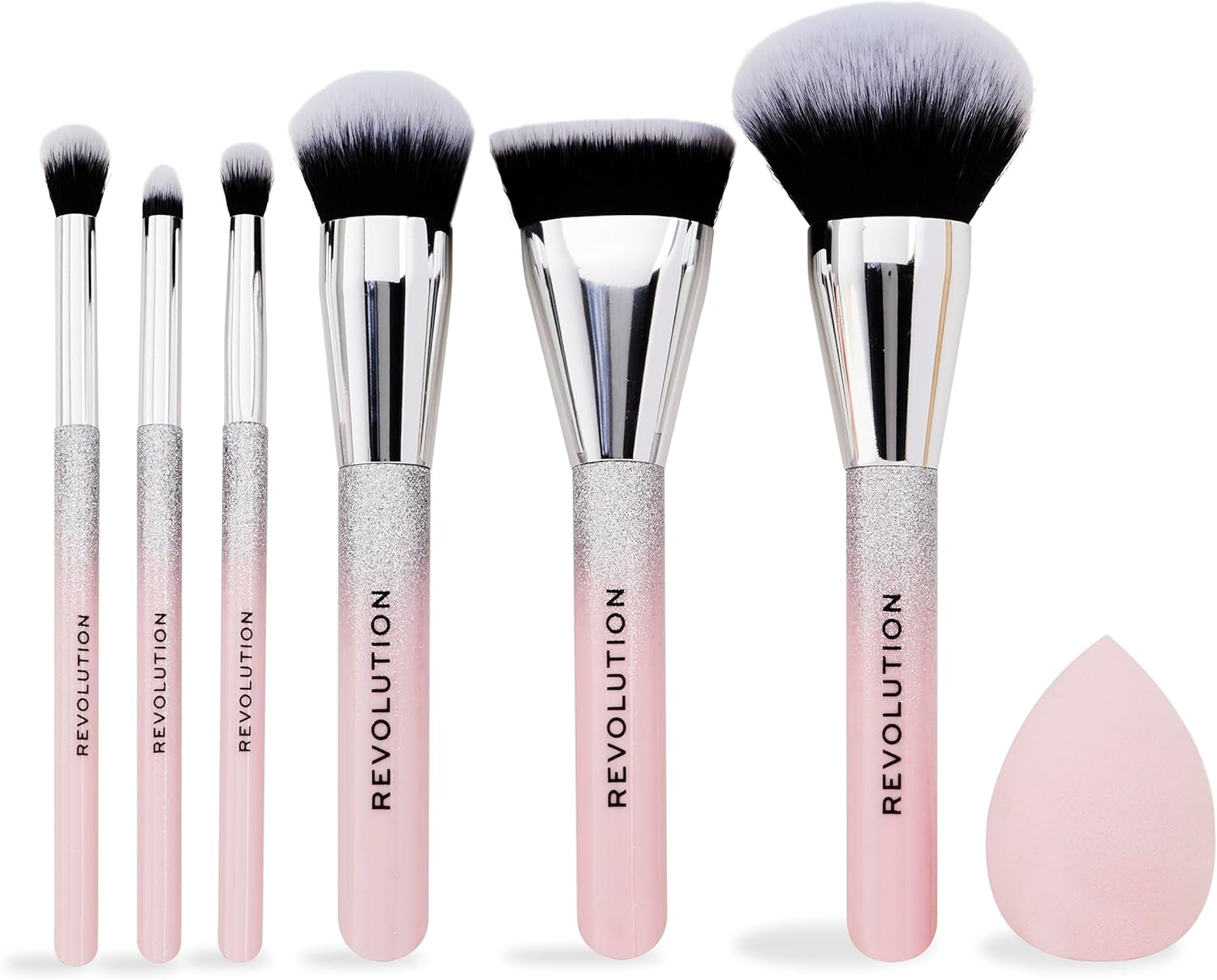 Revolution Beauty Glam up Brush Gift Set, 7-Piece Eye, Face & Cheek Makeup Brush Collection with Makeup Bag, Vegan & Cruelty-Free