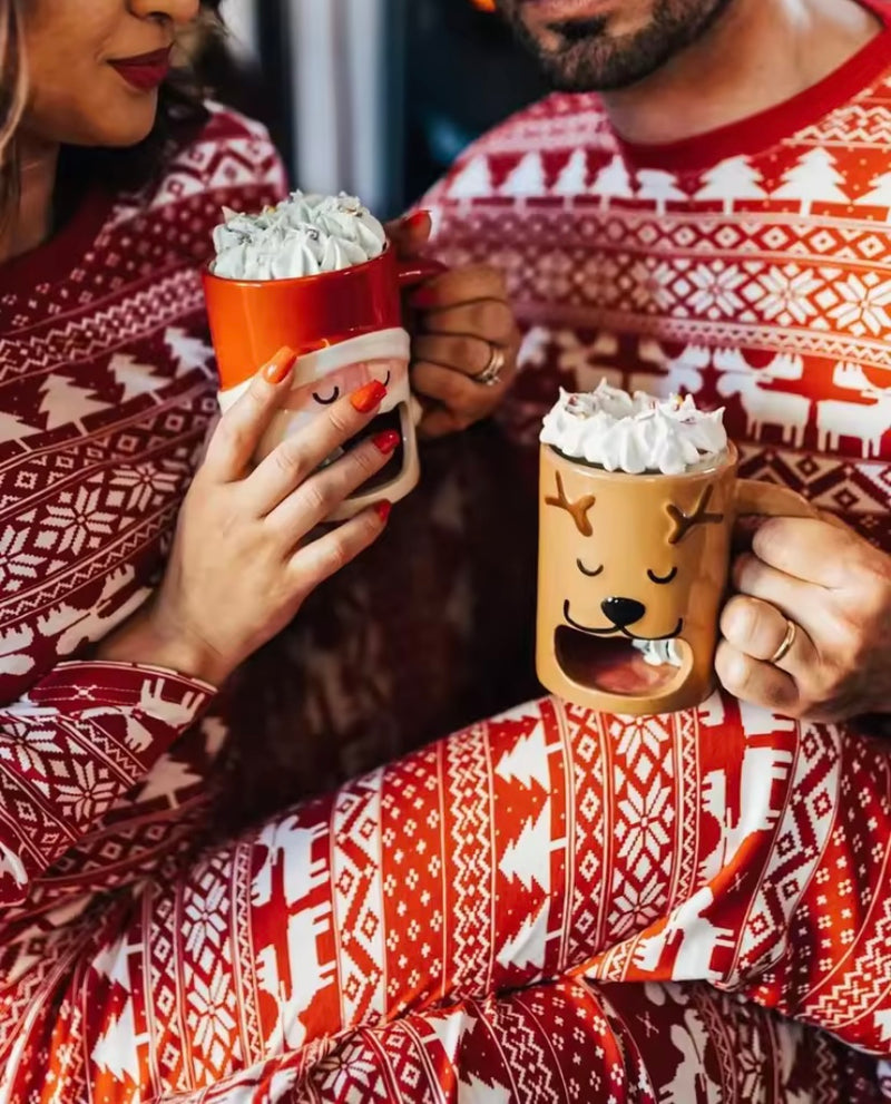 Family Matching Red Christmas Pyjamas Mum Dad Kids Baby
