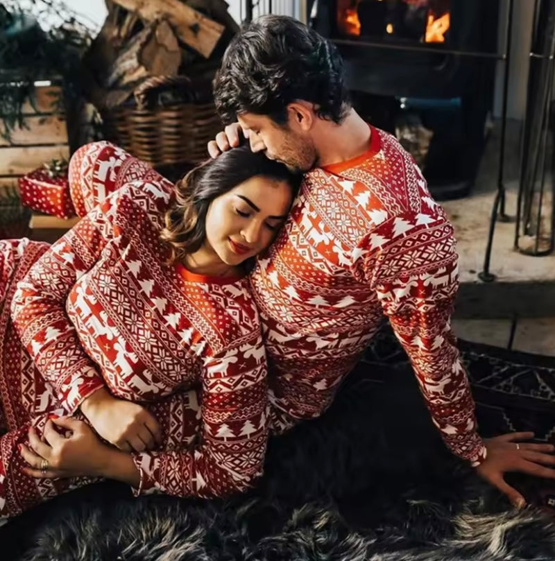 Family Matching Red Christmas Pyjamas Mum Dad Kids Baby
