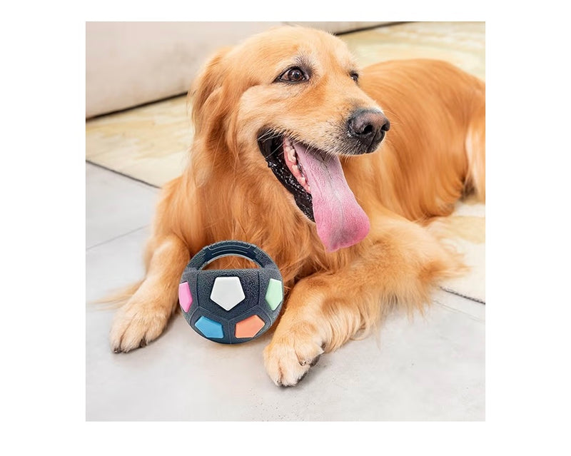 Interactive Tough Dog Ball Toy, Squeaky Chew InterInteractive Dog Toy, Colourful Pet Training Ball for Aggressive Chewers, Fetch and Play (18cm / 7.09 inch)