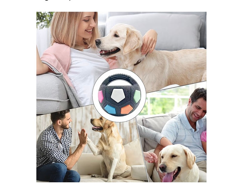 Interactive Tough Dog Ball Toy, Squeaky Chew InterInteractive Dog Toy, Colourful Pet Training Ball for Aggressive Chewers, Fetch and Play (18cm / 7.09 inch)