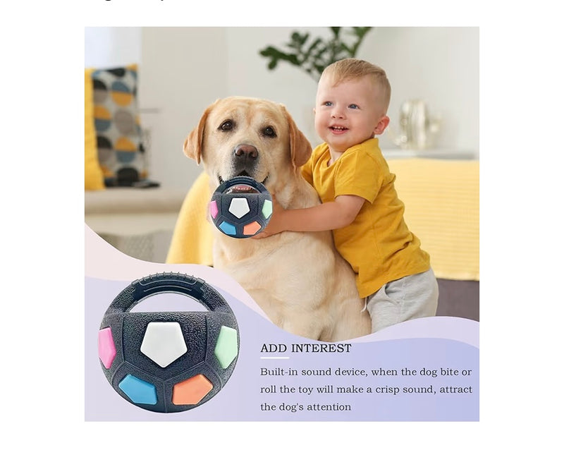 Interactive Tough Dog Ball Toy, Squeaky Chew InterInteractive Dog Toy, Colourful Pet Training Ball for Aggressive Chewers, Fetch and Play (18cm / 7.09 inch)