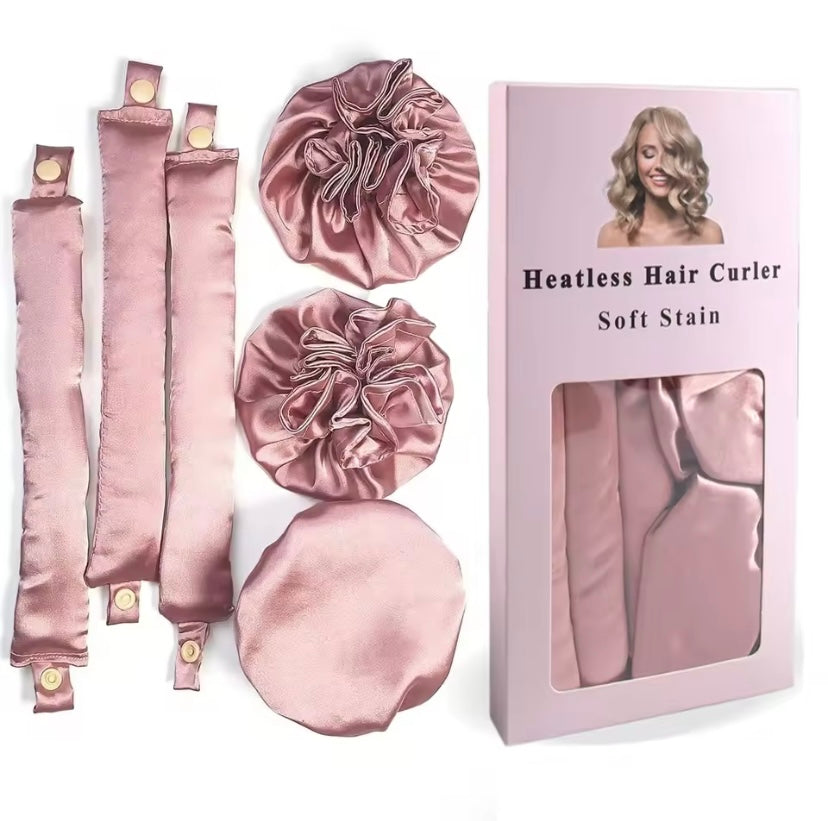 3pc Satin Heatless Curling Set - Soft Overnight Curling Headband