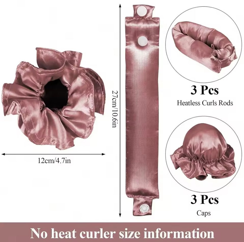 3pc Satin Heatless Curling Set - Soft Overnight Curling Headband