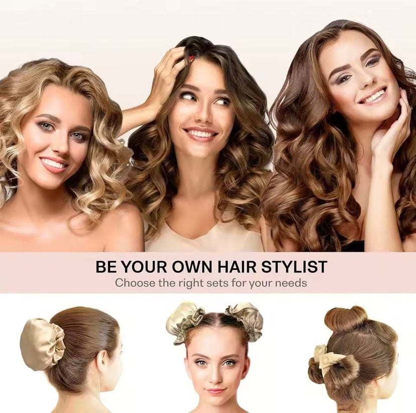 3pc Satin Heatless Curling Set - Soft Overnight Curling Headband