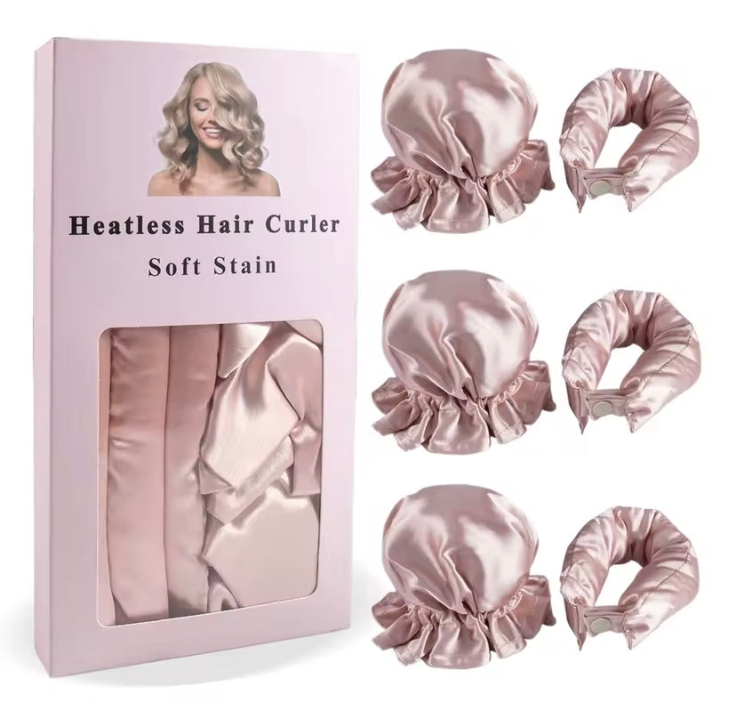 3pc Satin Heatless Curling Set - Soft Overnight Curling Headband