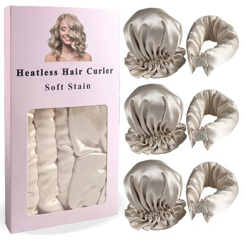 3pc Satin Heatless Curling Set - Soft Overnight Curling Headband