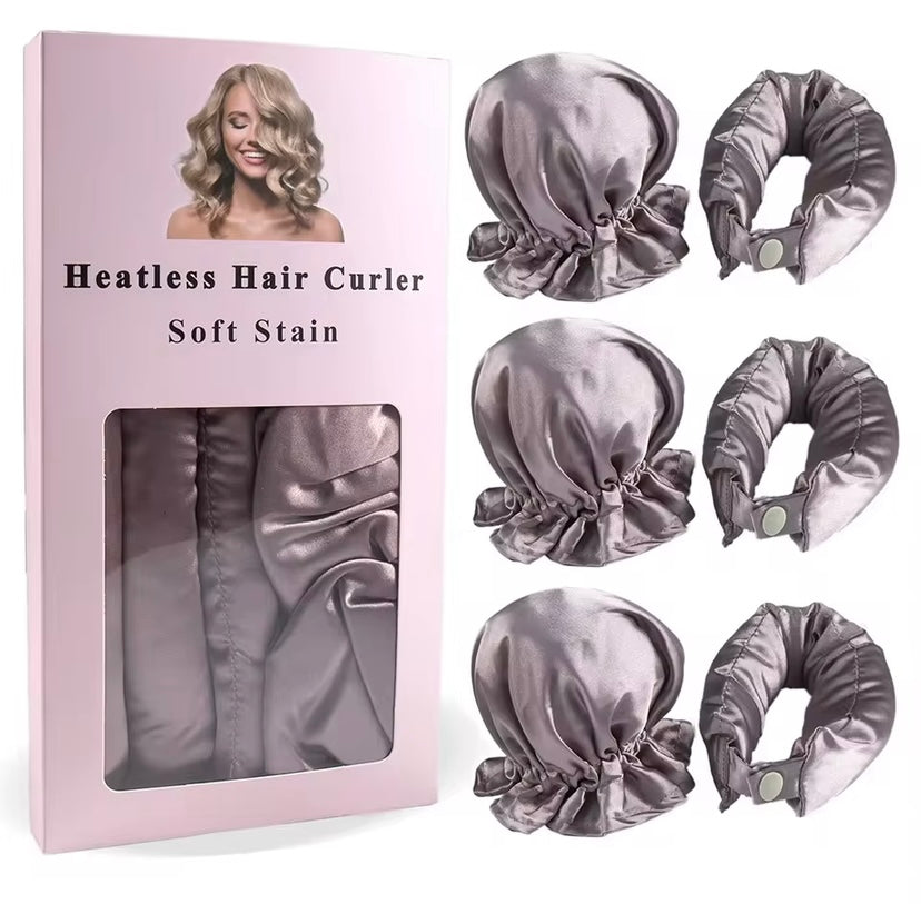3pc Satin Heatless Curling Set - Soft Overnight Curling Headband