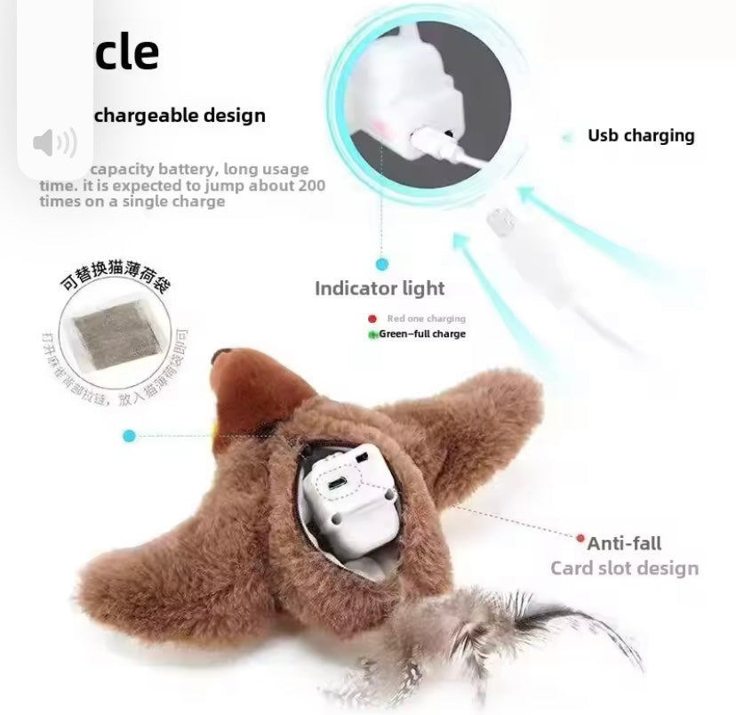 Simulated Bird Interactive Cat Toy - Rechargeable Chirping Flapping Bird